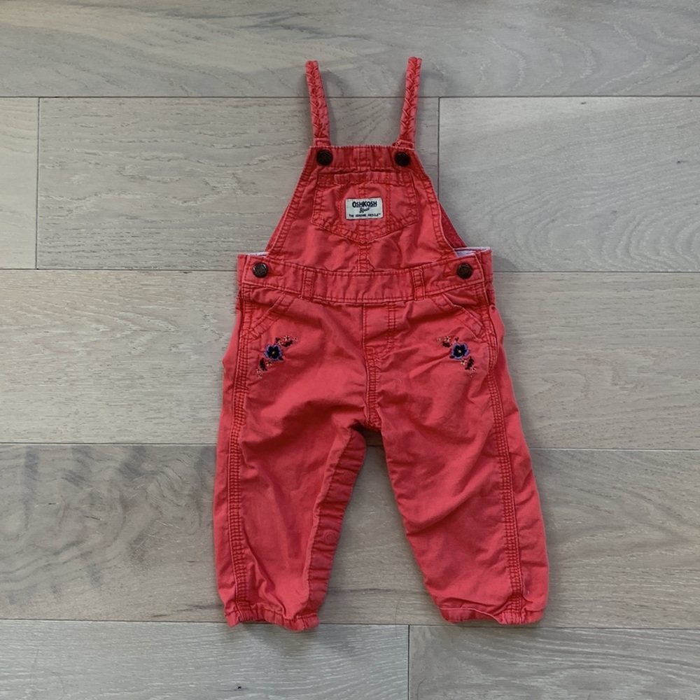 12 month girl coral overalls - Oshkosh